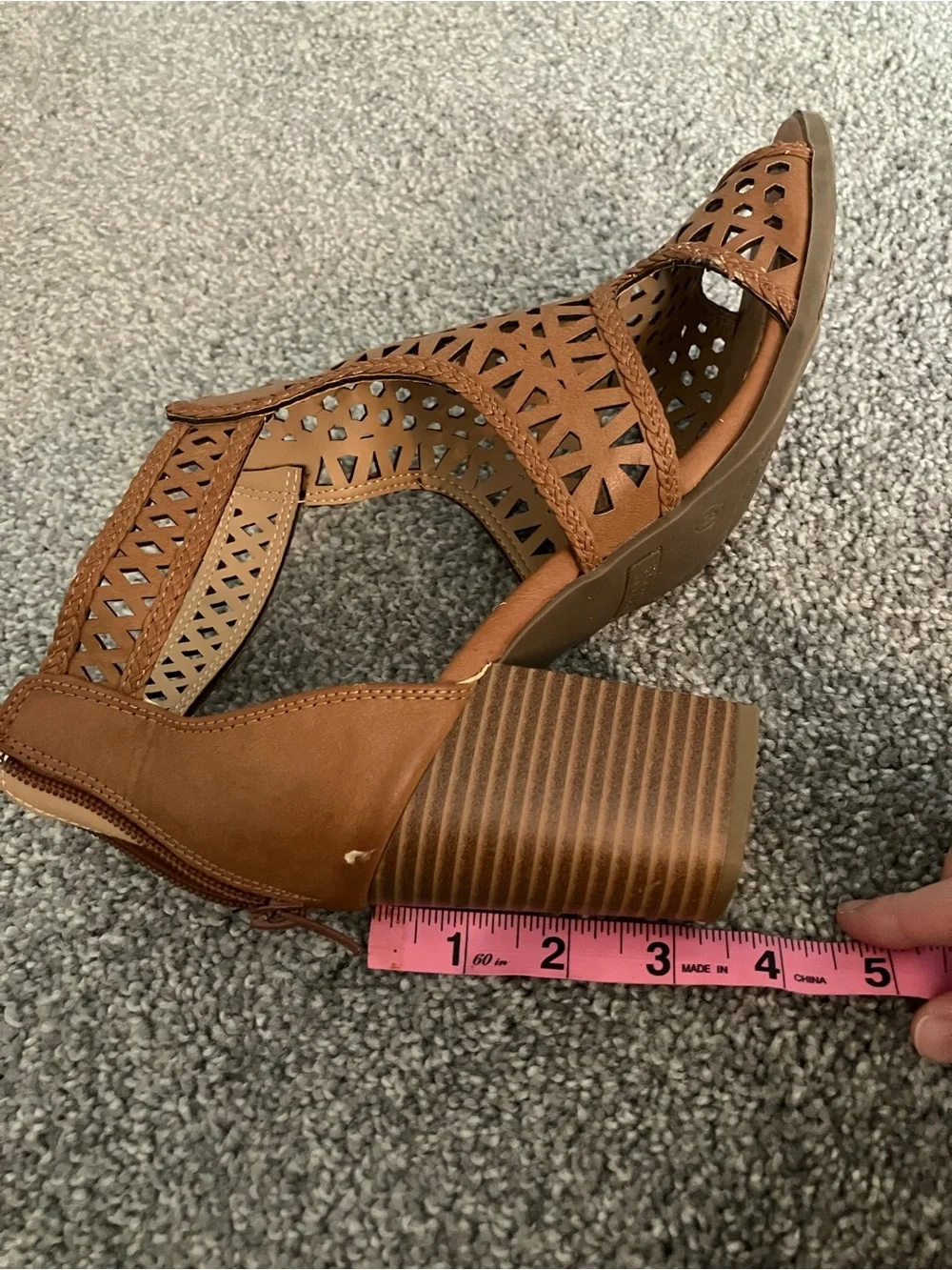 Women's Brown Square Heel with Mesh Cover size 8, 3.5